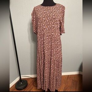 Aerie Floral Brown Maxi Dress